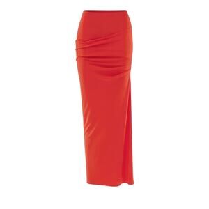Jacquemus Skirt Red drapedo orange stretch skirt midi resort size large